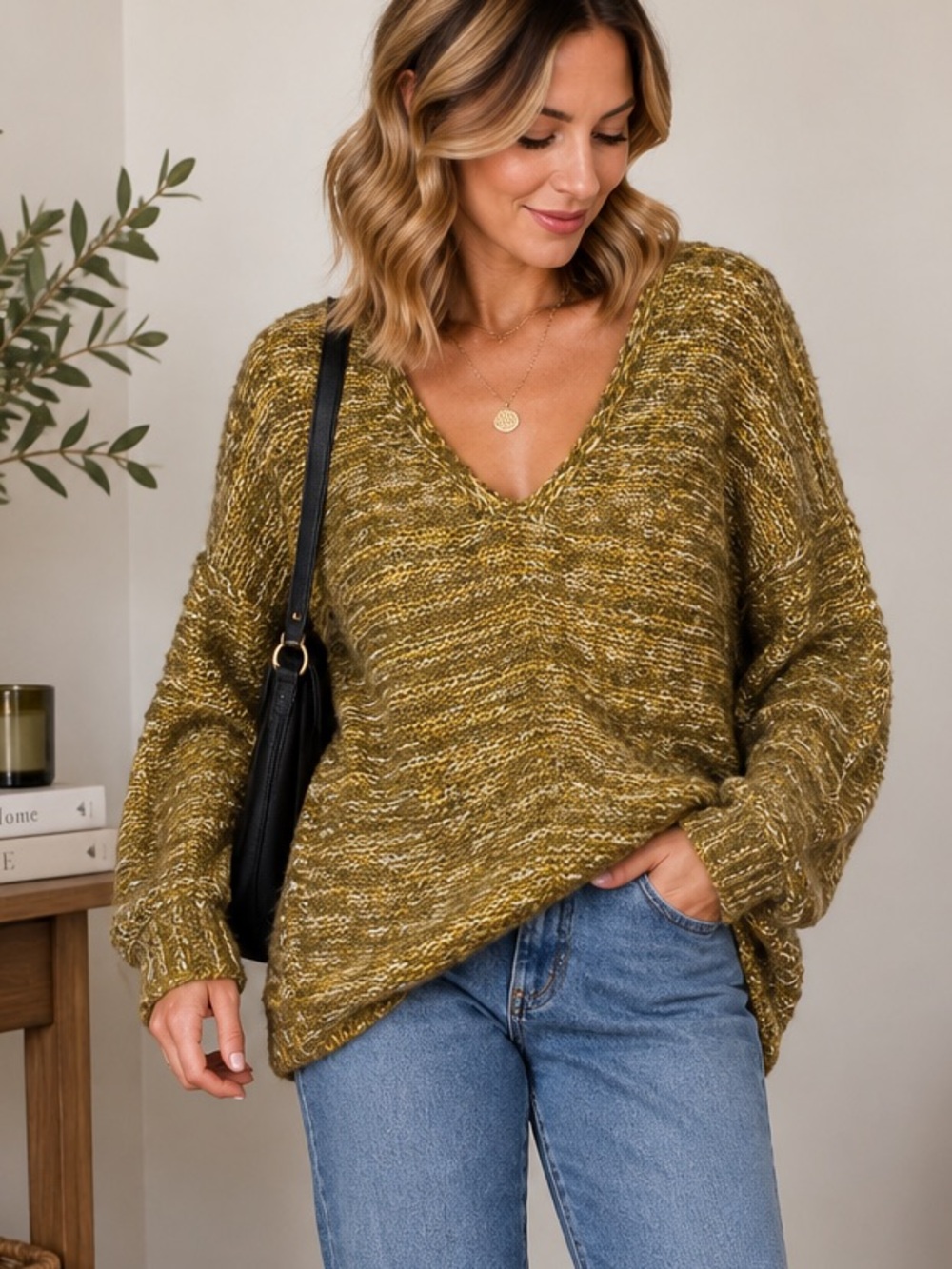 Universal Thread Olive Marled V-Neck Sweater